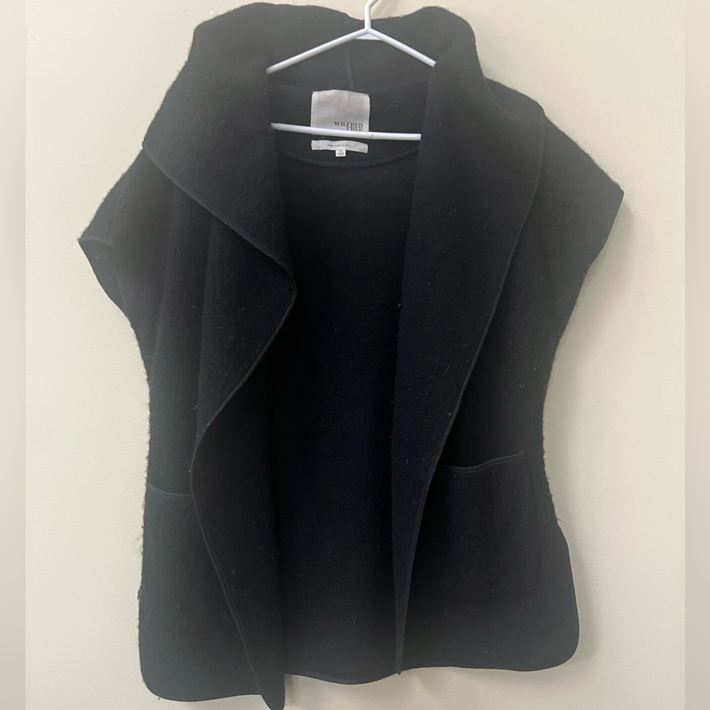 Aritzia Wilfred Black Wool Open Sweater Vest Cardigan